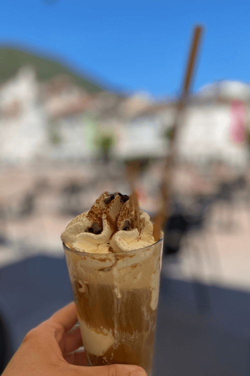 Delicious iced coffee in Bolzano Walther Square