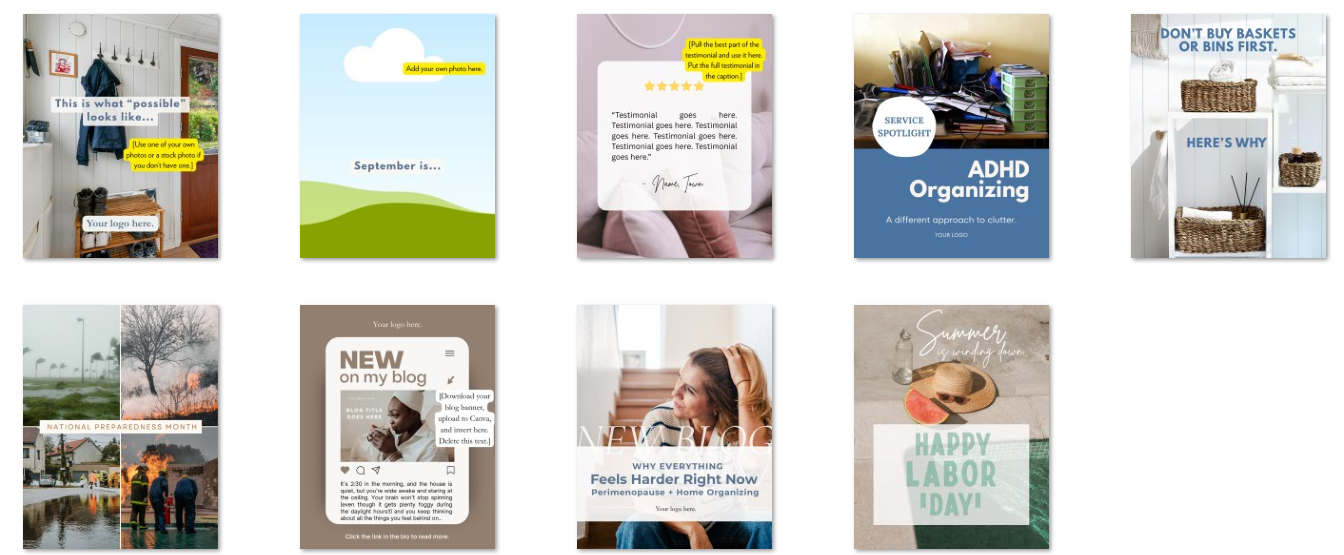 Pro Organizer Canva Templates